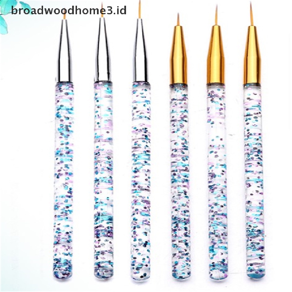 3pcs / Set Pen Brush Nail Art 3d Bahan Akrilik Ultra Tipis Untuk Manicure