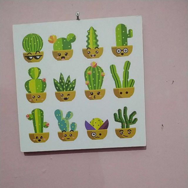 Hiasan Dinding Poster Kayu Rumah Kamar Cafe Bahan Mdf Ukuran 20x20cm Kaktus Quotes Ruang Tamu Our