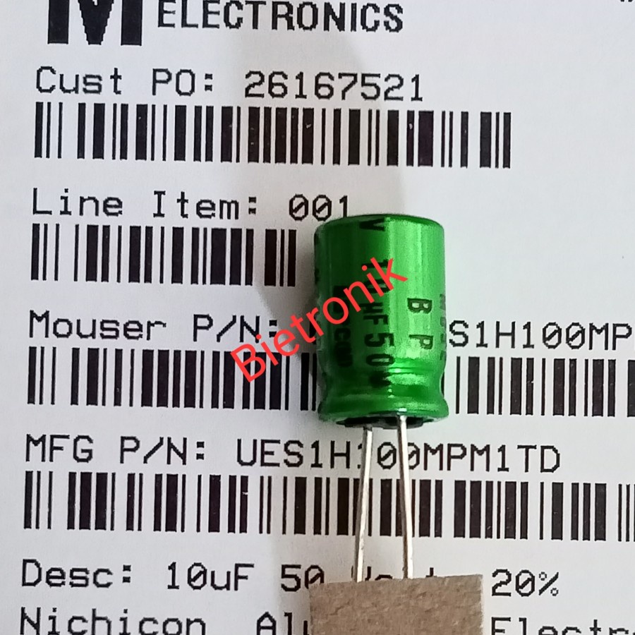 Kapasitor MUSE BP 10uF 50V UES1H100MPM1TD Original Nichicon