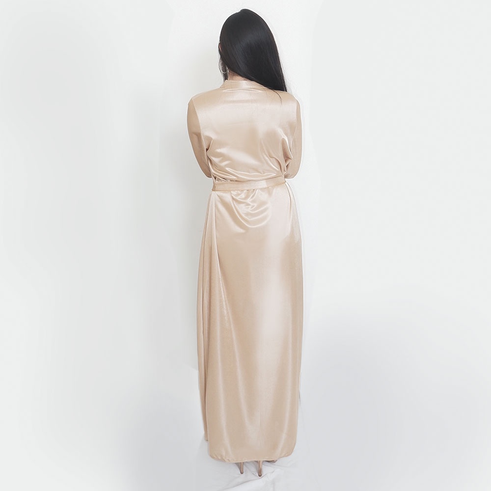 FOLVA bridesmaid kimono set inner dress satin 1509LGSET gold all size