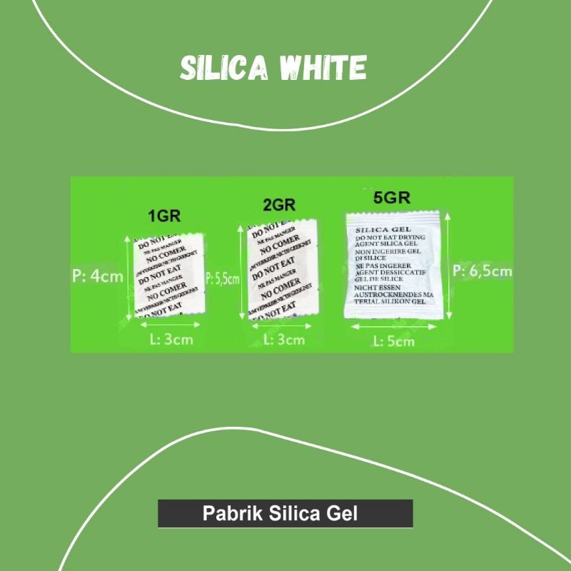 Silica gel white 1 pack isi 100 sachets tersedia 1, 2 dan 5 gram