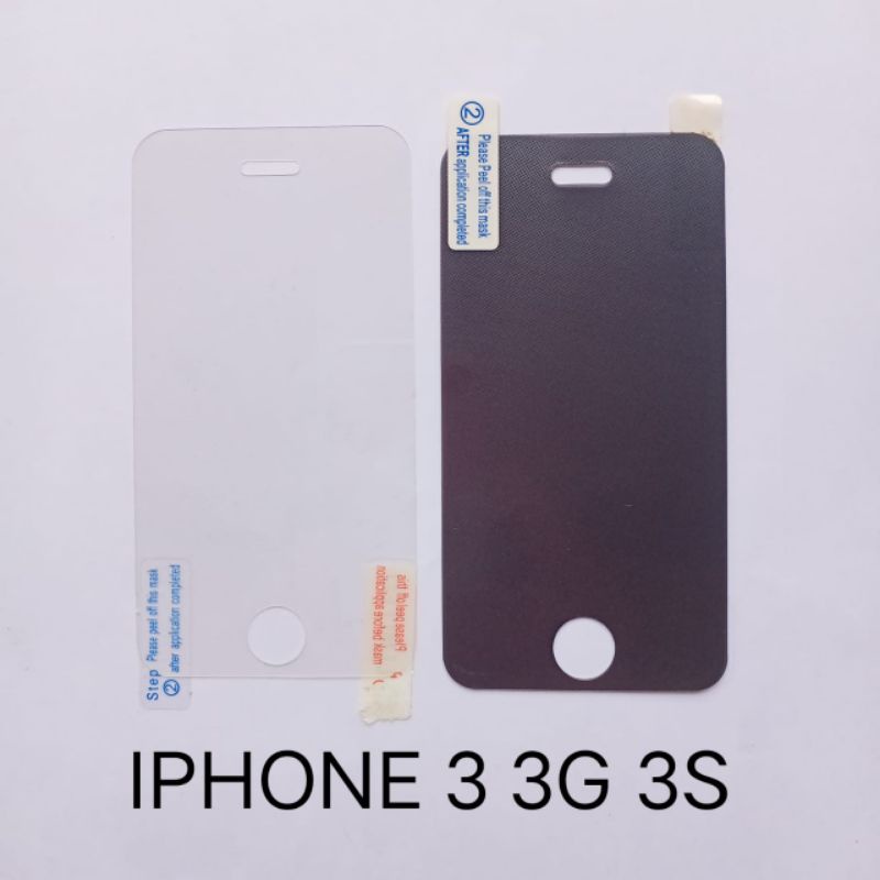 Anti Gores iPhonee 3 3G 3S . 4 4G 4S . 5 5G 5S . 6 6G 6S 4.7&quot; . 6+ 6 PLUS 5.5&quot; . 7 7G 7S 8 8G 8S . 7+ 7 PLUS 8+ 8 PLUS . iPodd touch 5 anti bening anti glare anti spy anti mirror screen guard screen protector pelindung layar