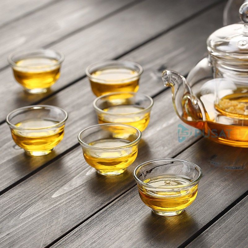 CHINESE TEA CUP MINI 30ML KACA / TATAKAN GELAS BAMBU GELAS SLOKI MINI  GLASS CUPS SMAL