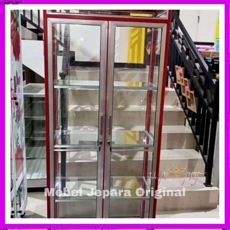 Lemari Rak Hias Pajangan - Lemari Display Tas Boneka Kaca Alumunium Anti Karat