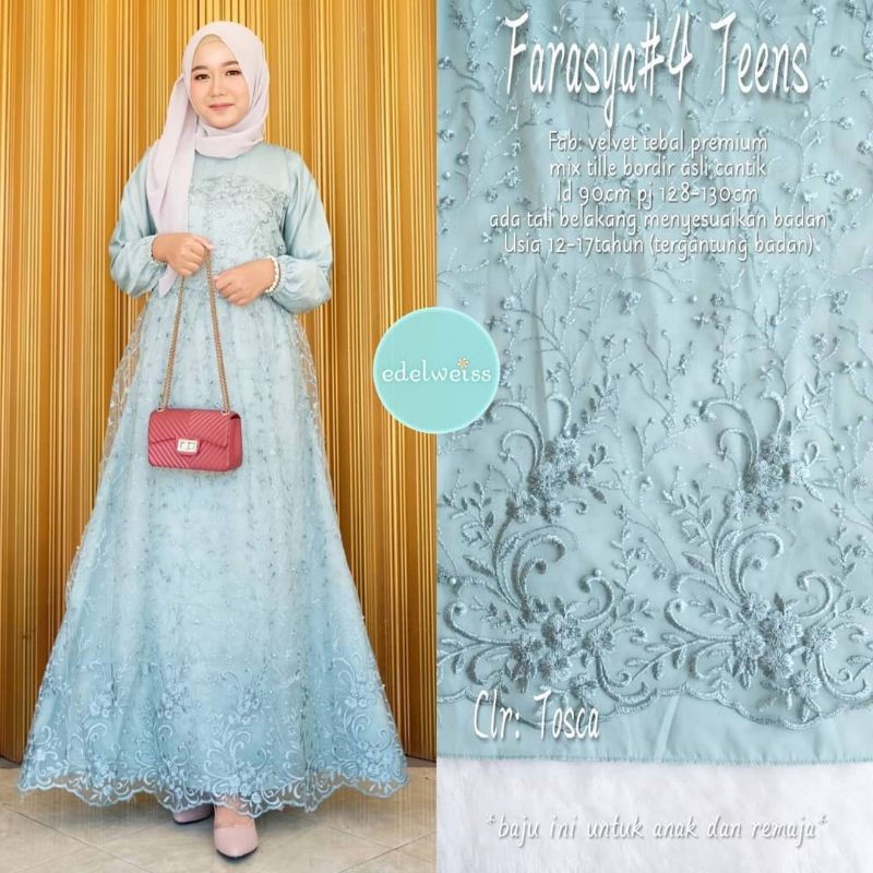 Farasya Dress Teen #4 Gamis Brukat Tile Remaja LD 90 Gamis Pesta Anak Remaja Gamis Brukat Tile Pakai Tali Gamis Anak Perempuan Cantik Gamis Kecil Dress Brukat Anak anak Gamis Kondangan Dress Muslimah Dress Muslim Gaun Pesta