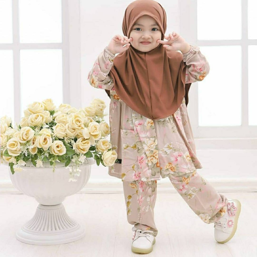 GLOW SET  KIDS Gamis Anak Panjang Trendy Modern Kids Baju Panjang Stelan Syar’i Polos 2021