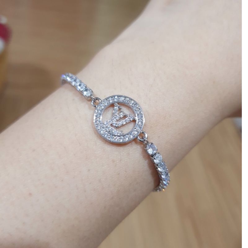 Gelang Titanium Asli Silver mata kilau Model Serut Premium Quality Anti karat anti alergi Stainless steel ori Gsi121