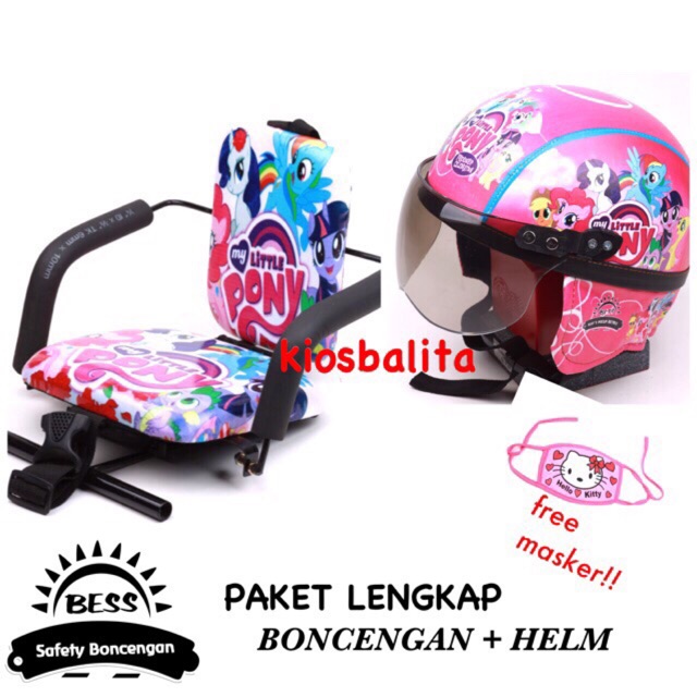 FREE MASKER!! PAKET KURSI BONCENGAN MOTOR ANAK + HELM RETRO ANAK