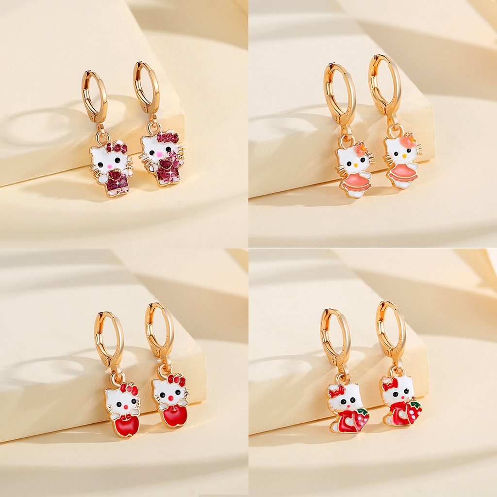 Y531【COD】Hello Kitty Earrings Anak Titanium Stainless Steel Earrings Girls Anting-Anting