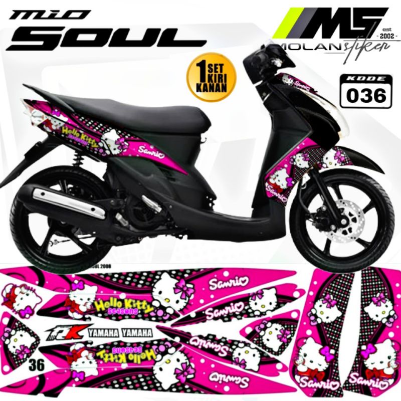 Decal Sticker Striping Variasi Mio Soul Karbu 2006-2012 (HELLO KITTY) Mio Soul 115-Mio Soul Lama/Old