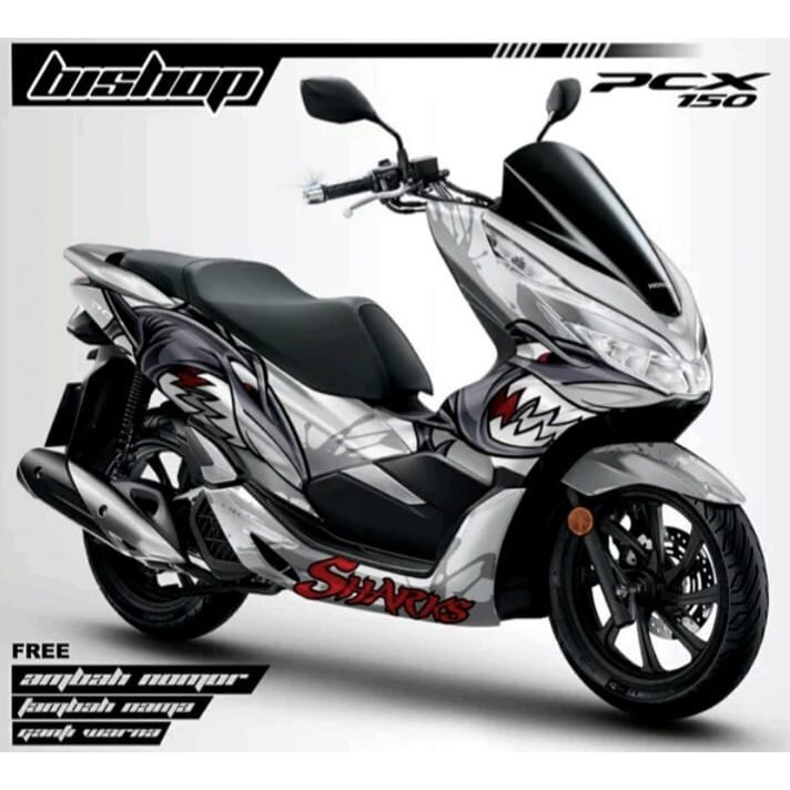 Sticker decal full body Honda PCX Putih Sharks