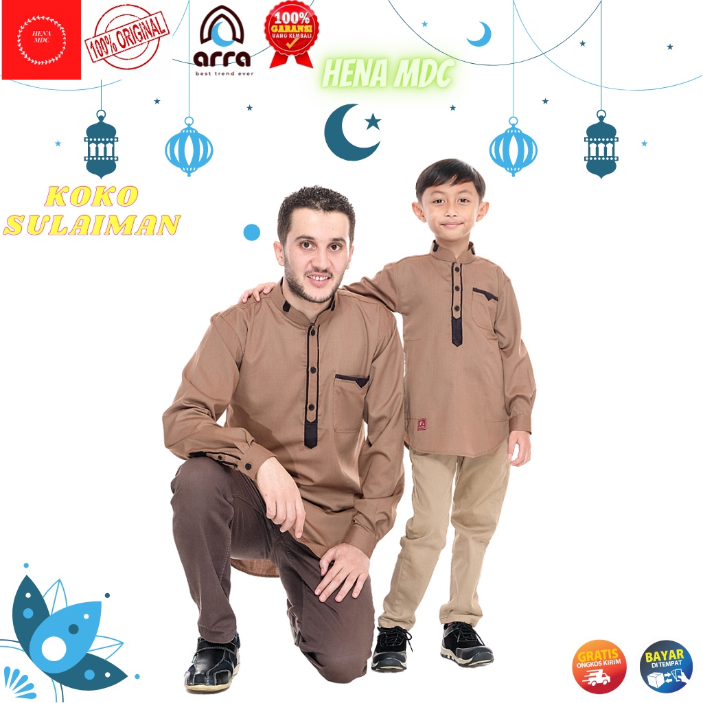 Baju Koko Couple Ayah Dan Anak Cowok Lengan Panjang Arra Sulaiman Kokoh Kurta Pakistan Bahan Tebal A