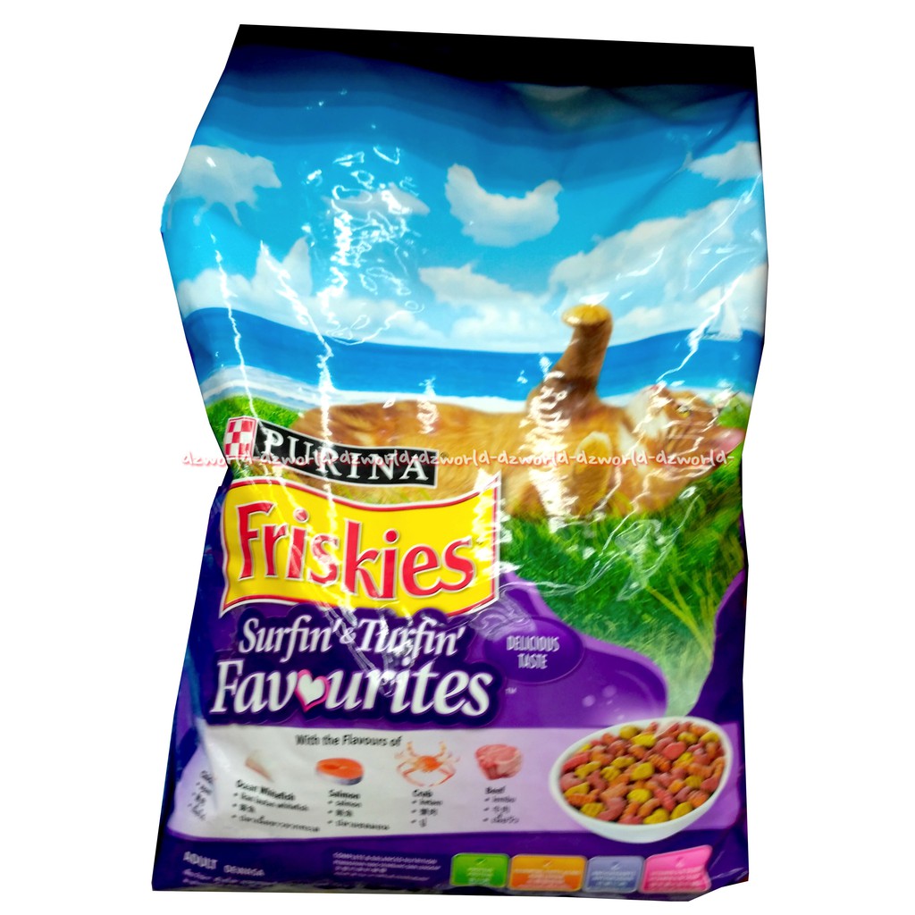 Purina Friskies Surfin &amp; Turfin Favorite Makanan kucing Friskis Ungu 1.1gr