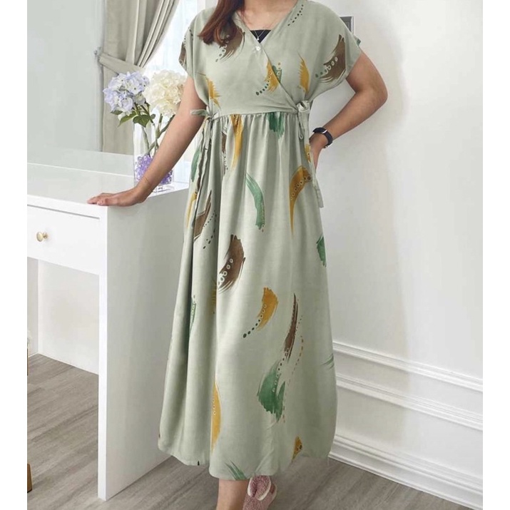 Daster kimono motif kekinian / long dress kimono