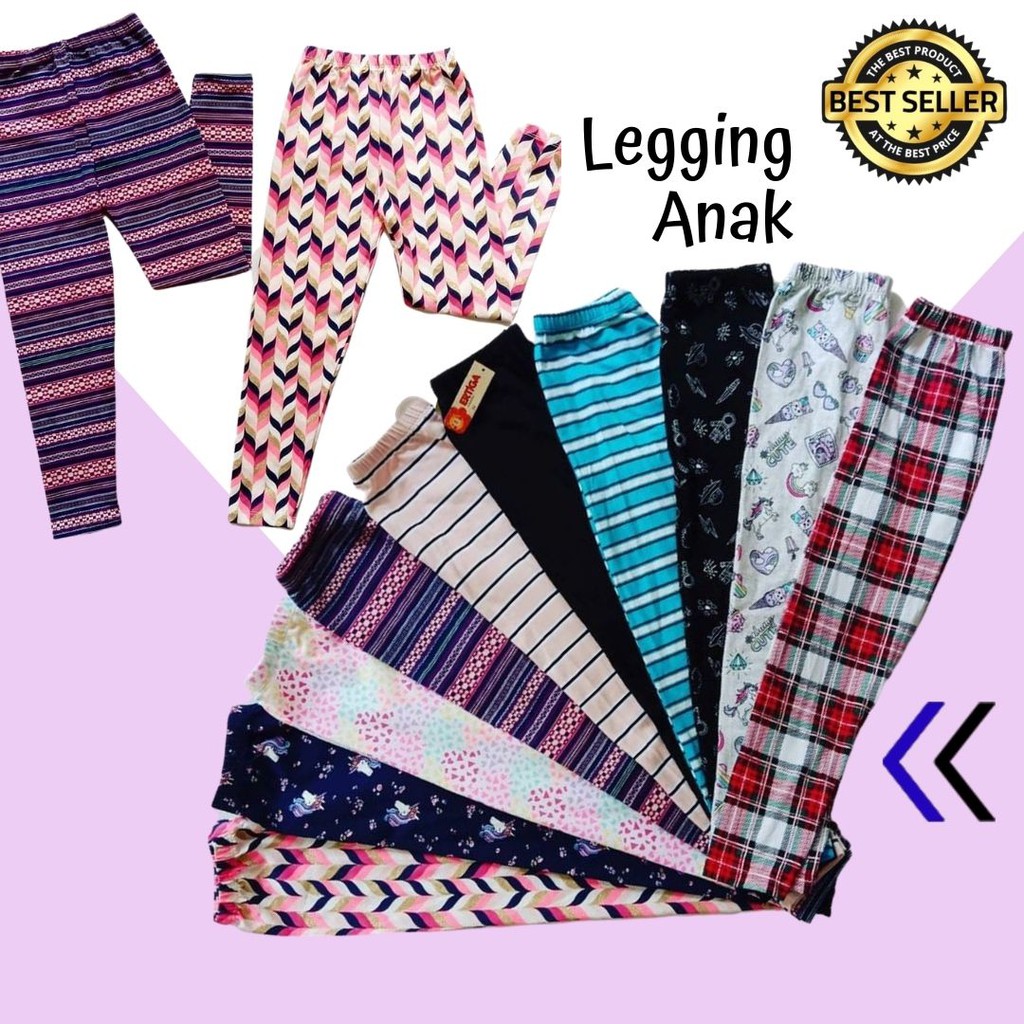 Celana Legging Anak Perempuan Motif Untuk Usia 0-14 Tahun Ukuran XS - 3XL