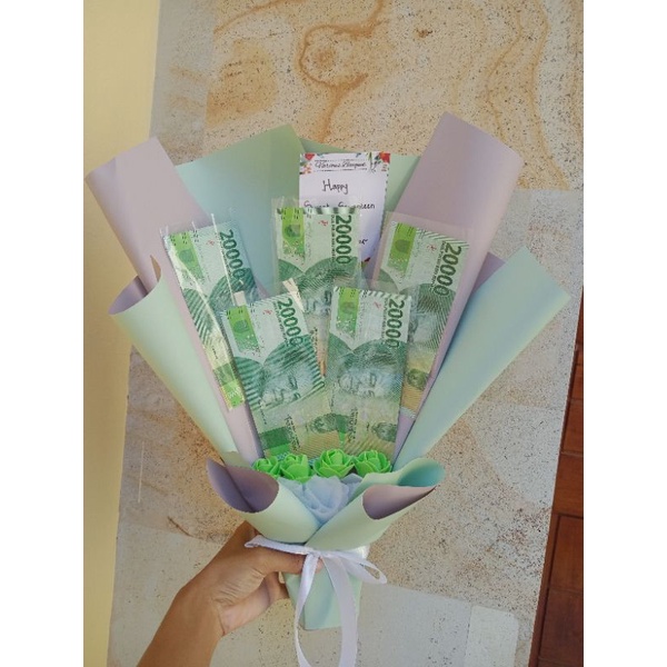 Buket Uang Asli 20k | Buket Wisuda Buket Ultah | Free Kartu Ucapan | Free Dus Packing