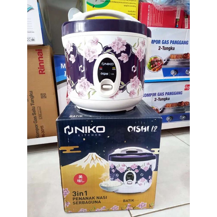 TERBARU Niko Magic Com 3in1 / Rice Cooker 1.2 Liter Oishi Batik (Tutup Kaca) ORI