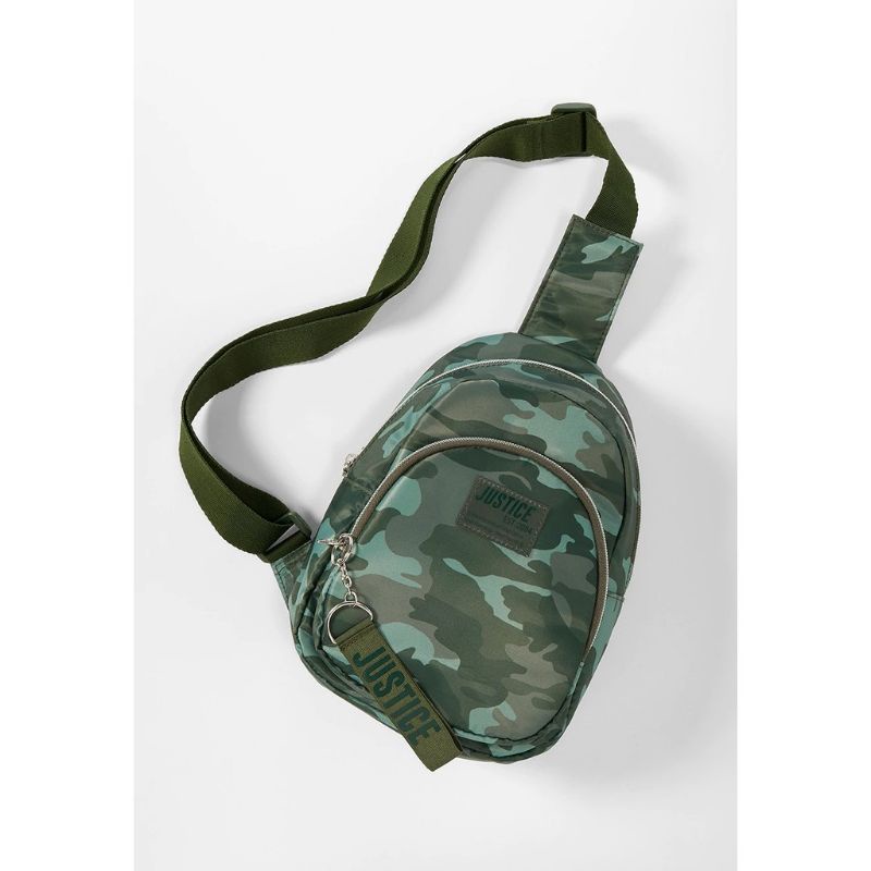 Tas Justice Crossbody Mini Waist Bag Backpack Army Anak Perempuan Jalan Jalan Justice Original