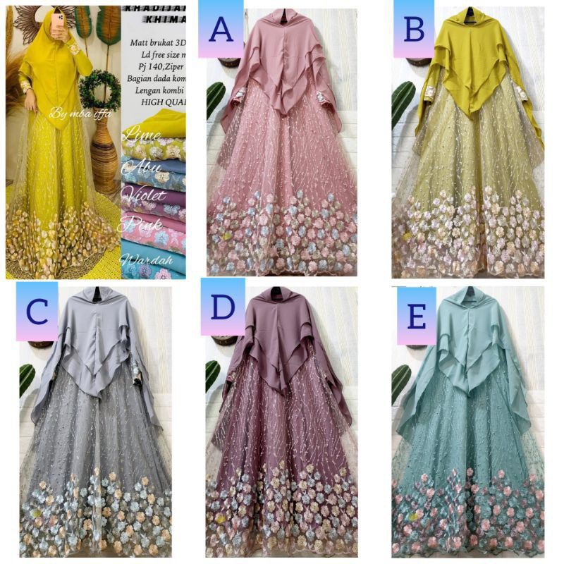 Gamis Ganesha brokat brukat bunga keliling