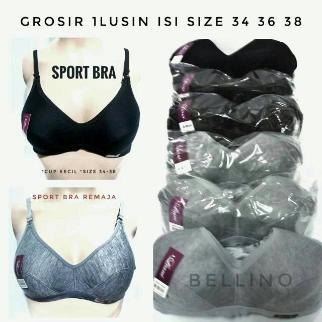 Misty Grosir 1Lusin Sport Bra Remaja Isi 12Pcs Size 34 36 38 Bh Wanita Tanpa Akwat Busa Tipis Murah