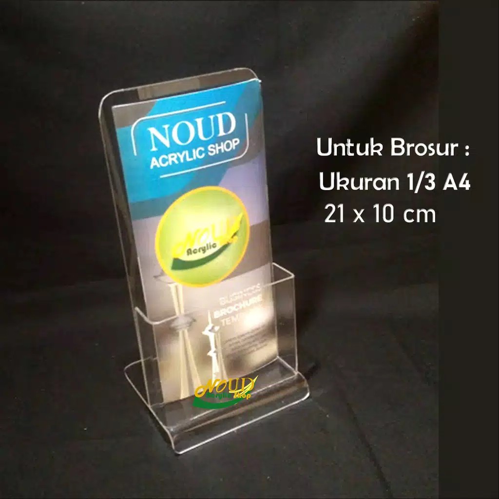 

Tempat brosur Akrilik - Acrylic standing leaflet - Ukuran Sepertiga A4 - Warna Clear - Berkualitas
