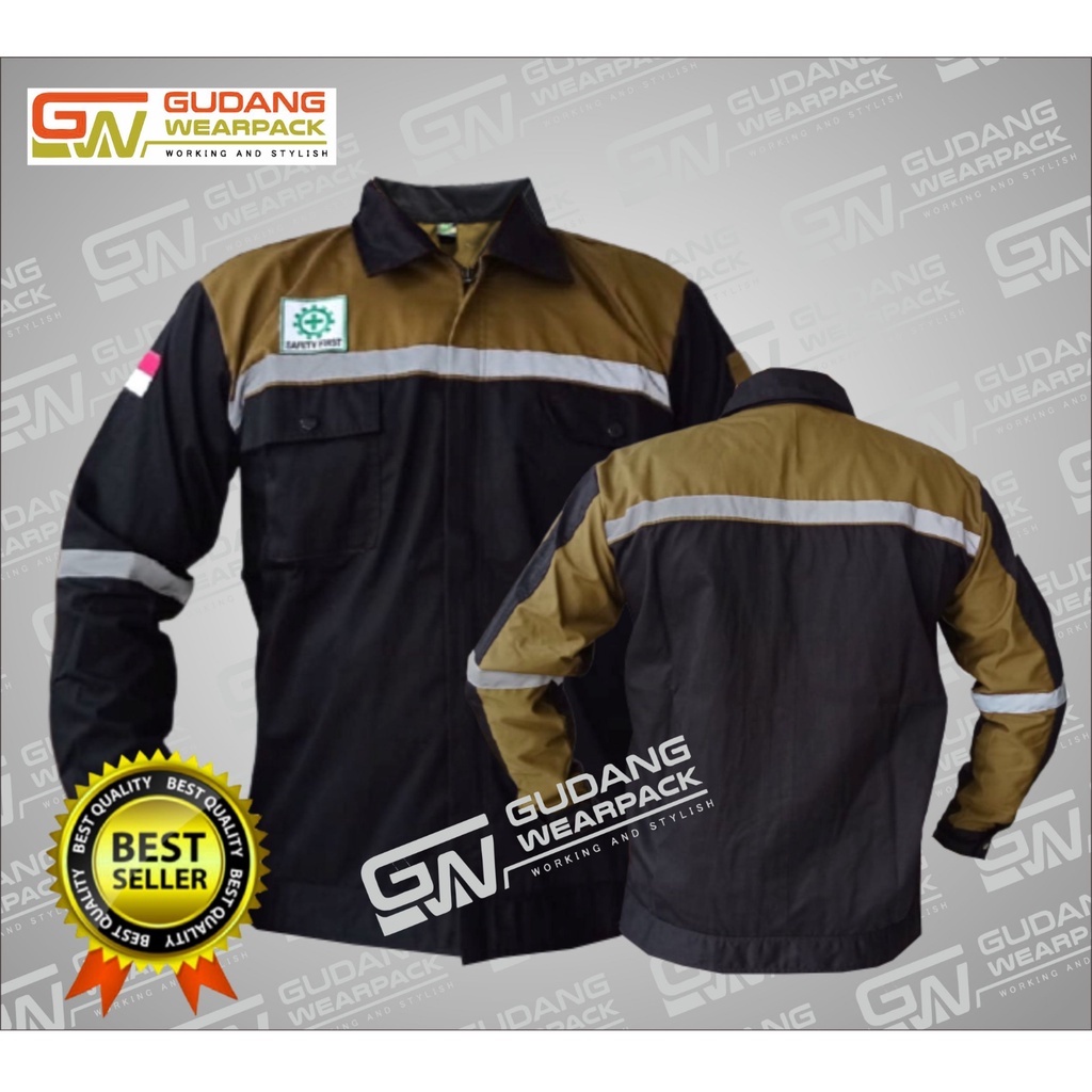 WEARPACK ATASAN Gudang Wearpack - Baju Kerja Seragam Proyek Warna HITAM - COKLAT