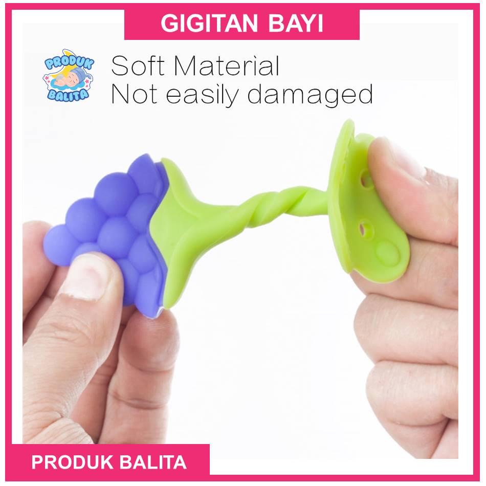 Gigitan Bayi Bentuk Buah Teether Bayi Bahan Silikon Mainan Gigitan Bayi aby Tooth Teether