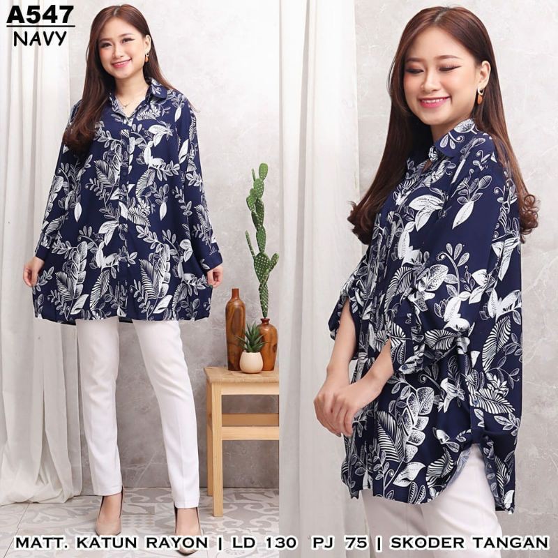 Kemeja Wanita Jumbo XXXL LD 130 / Hem Kareen-5