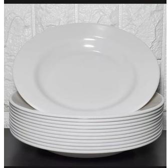 6 PCS PIRING MAKAN MELAMIN ASLI SINGA SINGI ORI BAHAN MELAMIN ASLI 9 INCH TERLARIS-PUTIH