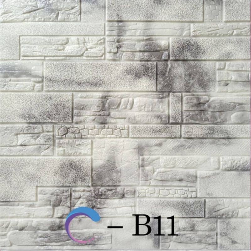 wallpaper sticker foam 3D permukaan timbul motif batu alam marmer abu