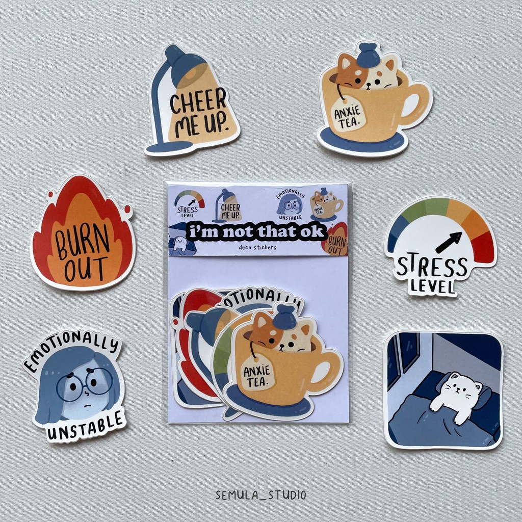 

I'm Not That Ok Set | Mental Health Awareness | Die Cut Sticker - Semula Studio