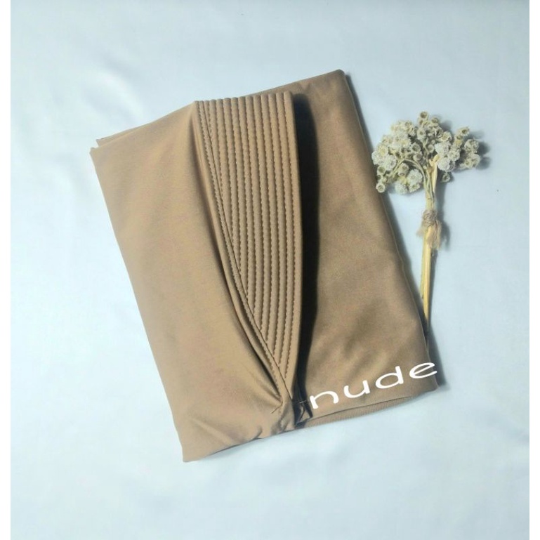 Hijab Bergo Spandek Jersey Menutup Dada/Hijab Instan Bergo Hamidah/Hijab Sport-Nude