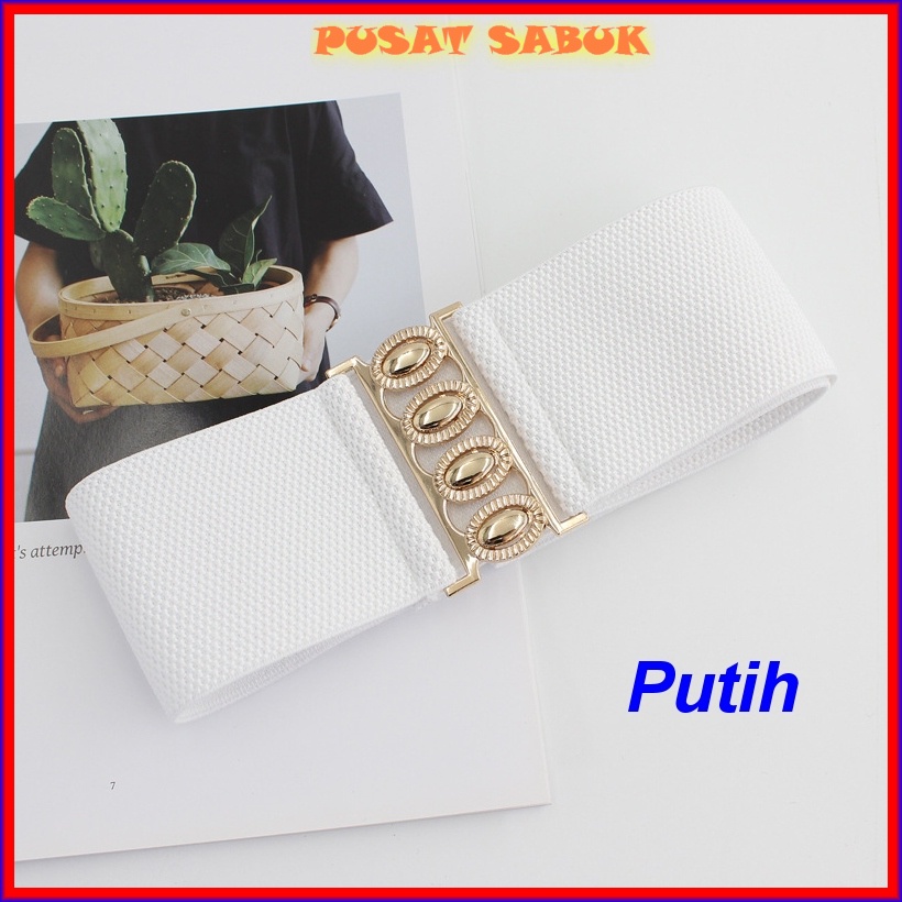 Belt Sabuk Wanita Obi Karet Ikat Pinggang Fashion Gesper Cewek Korea Elastis Oby Lebar Besar Kekinian Jumbo Big Women Gasper Hitam Merah Putih Blet Pingang Mewah Cantik Lentur