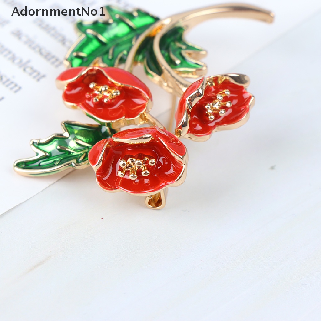 (AdornmentNo1) Pin / Bros Bentuk Bunga Poppy Warna Silver / Gold Untuk Wanita