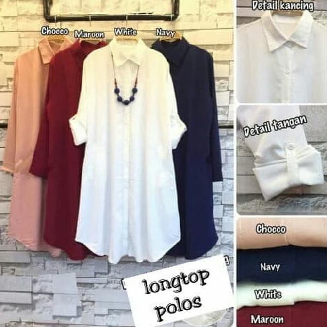 ( BISA COD ) unikdanmurahh - Longtop polos tunik wanita BAJU UKURAN JUMBO XXXXXL - Putih, L EKSLUSIF