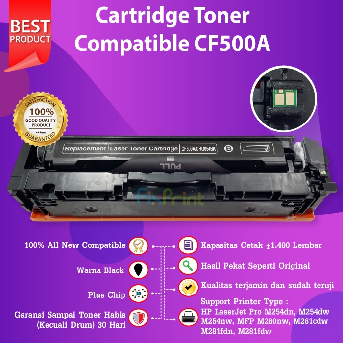 Cartridge Toner HP 202A CF500A Black Compatible Printer M254 M280 M281