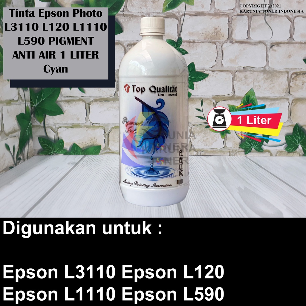 Tinta Pigment Anti Air Epson Photo L3110 L120 L1110 L590 1 LITER Cyan Magenta Yellow Black