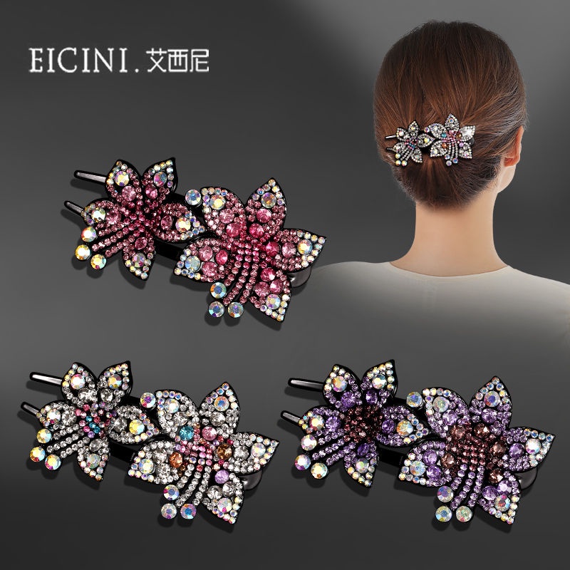 Jepit rambut korea besar sanggul elegan wanita premium full kristal original import motif baru