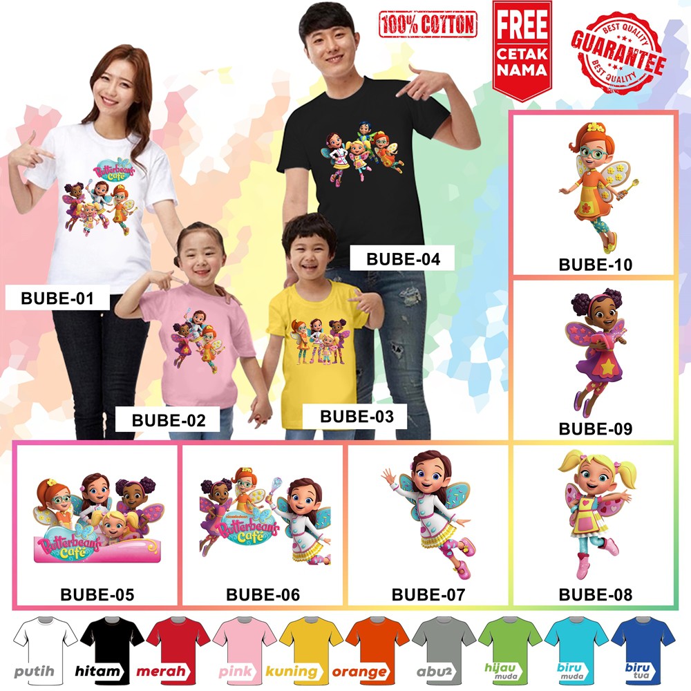 [FREE NAMA!!] Baju Kaos ANAK DAN DEWASA BUTTERBEANS CAFE BANYAK MOTIF