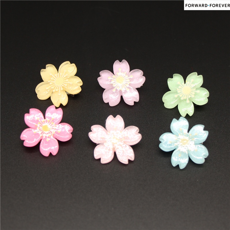 6pcs Bros Pin Kombinasi Bunga Daisy Cherry Blossom Bahan Plastik M70068