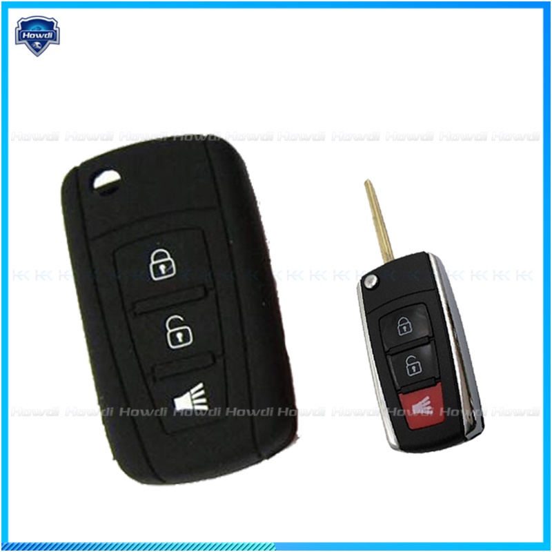 Cover Kunci Remote 3 Tombol Bahan Silikon Dengan Gantungan Kunci Kulit Untuk Proton Exora