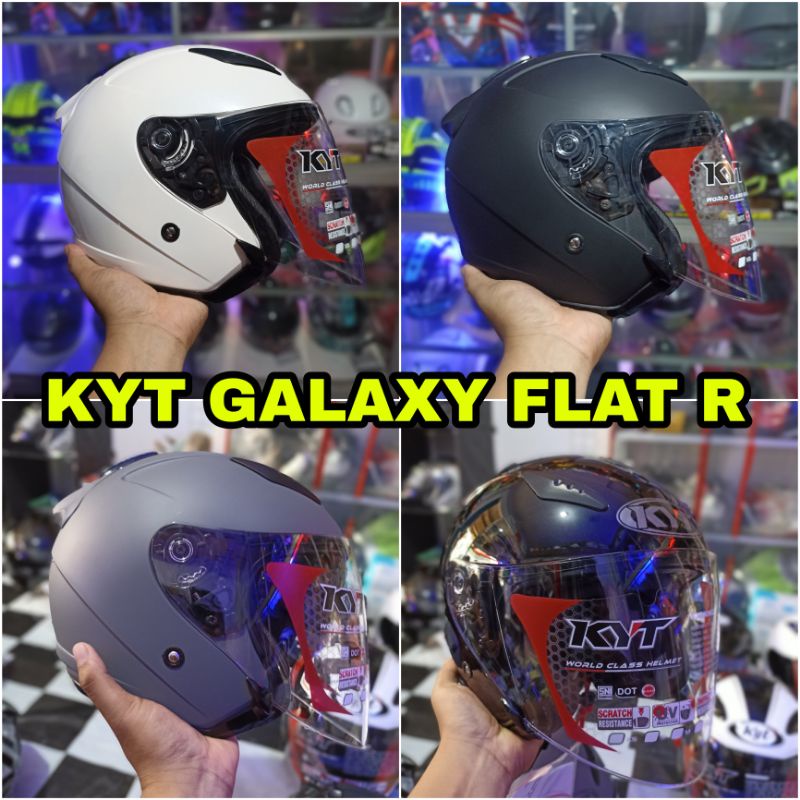 KYT GALAXY FLAT R WHITE|| KYT GALAXY FLAT R BLACK DOF || KYT GALAXY FLAT R GORILLA GREY || KYT GALAX