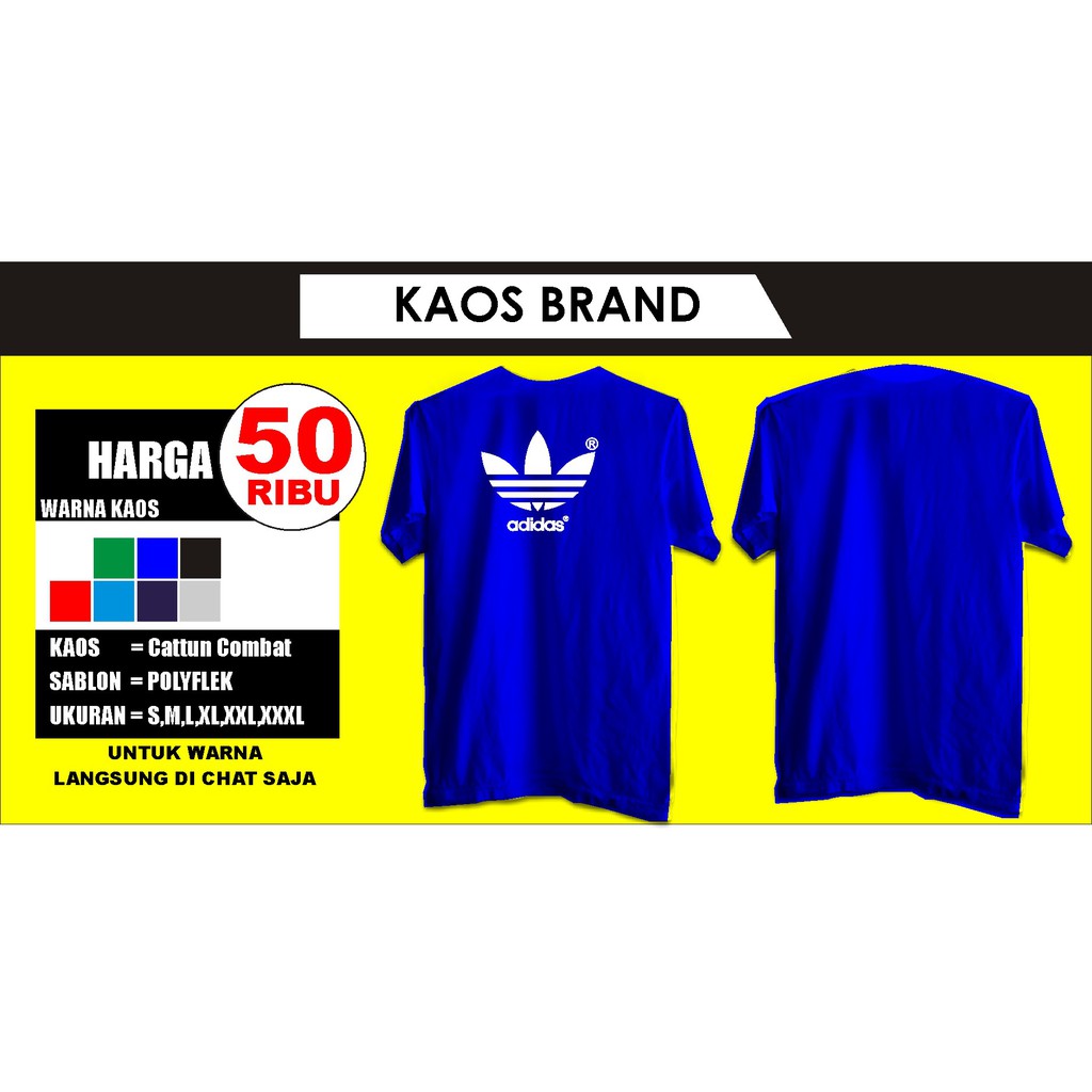 kaos adidas Pria Original 100% lengan panjang abu merah biru putih Katun Combed 24s