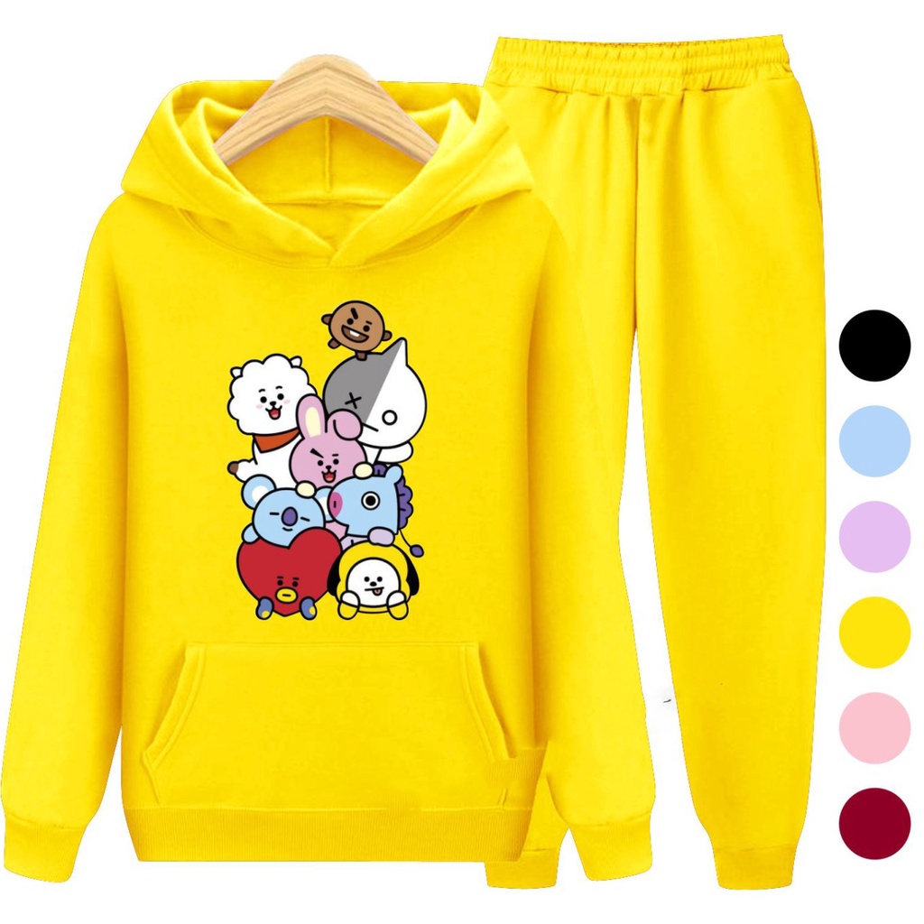 Setelan Sweater Anak BT21 x BTS Hoodie Anak Perempuan / Sweater Anak Korea Kartun Karakter Size S - XXL