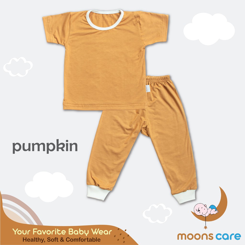 S M L MOONS Stelan Oblong Campur  POLOS Moons/ Baju Oblong Campur , setelan piyama anak PENDEK BAJU