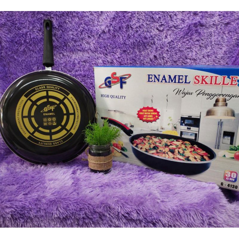 Teflon Penggorengan Anti Lengket, Teflon Anti Gores Gsf Enamel Skillet