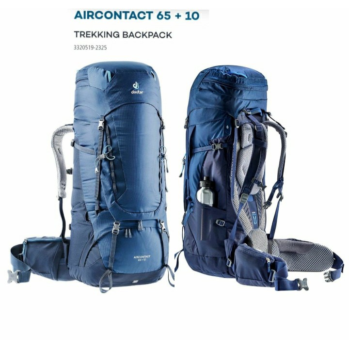 tas gunung carrier Original deuter Aircontact 65+10L include cover bag