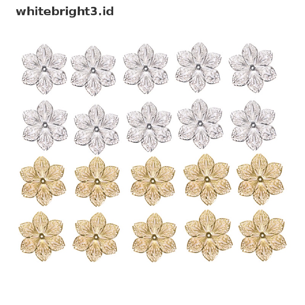 (whitebright3.id) 50pcs / Set Konektor Liontin Bentuk Bunga Filigree Untuk Kerajinan Tangan DIY