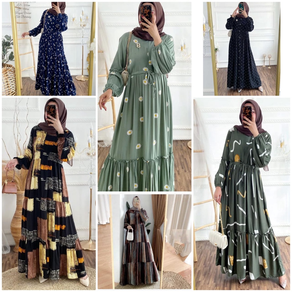 Gamis Rayon Homey Dress Terlaris / Gamis Muslim Syari Motif Terbaru-2