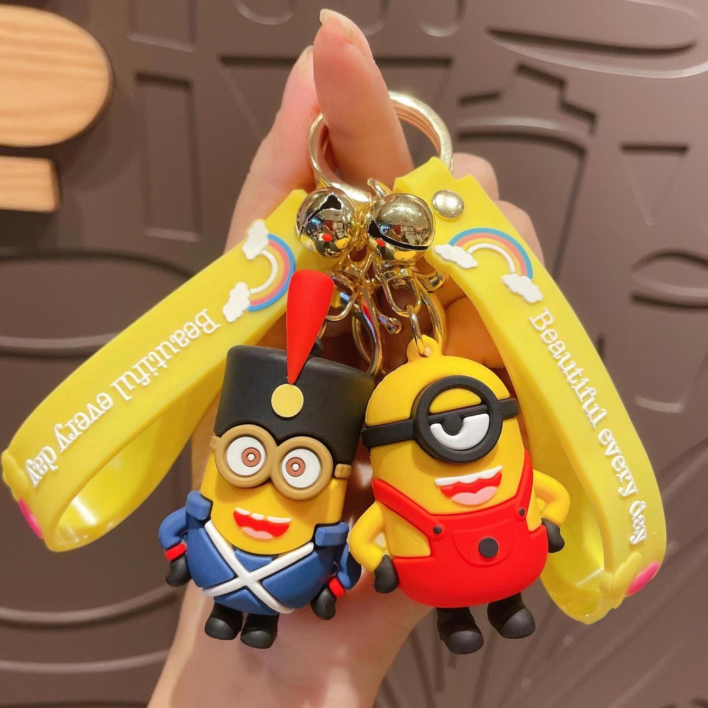 Gantungan Kunci Boneka Minions Kevin Bob 6 Model Bahan PVC Untuk Pasangan